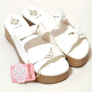 Sam & Lilly Platform in White Slip on Open Toe Size 11 Vegan Leather Unisex NWT